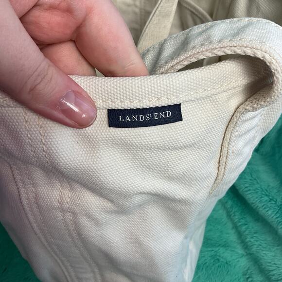 Lands End Durable Canvas Tote Bag Pure Cotton White 62830 - Picture 5 of 13